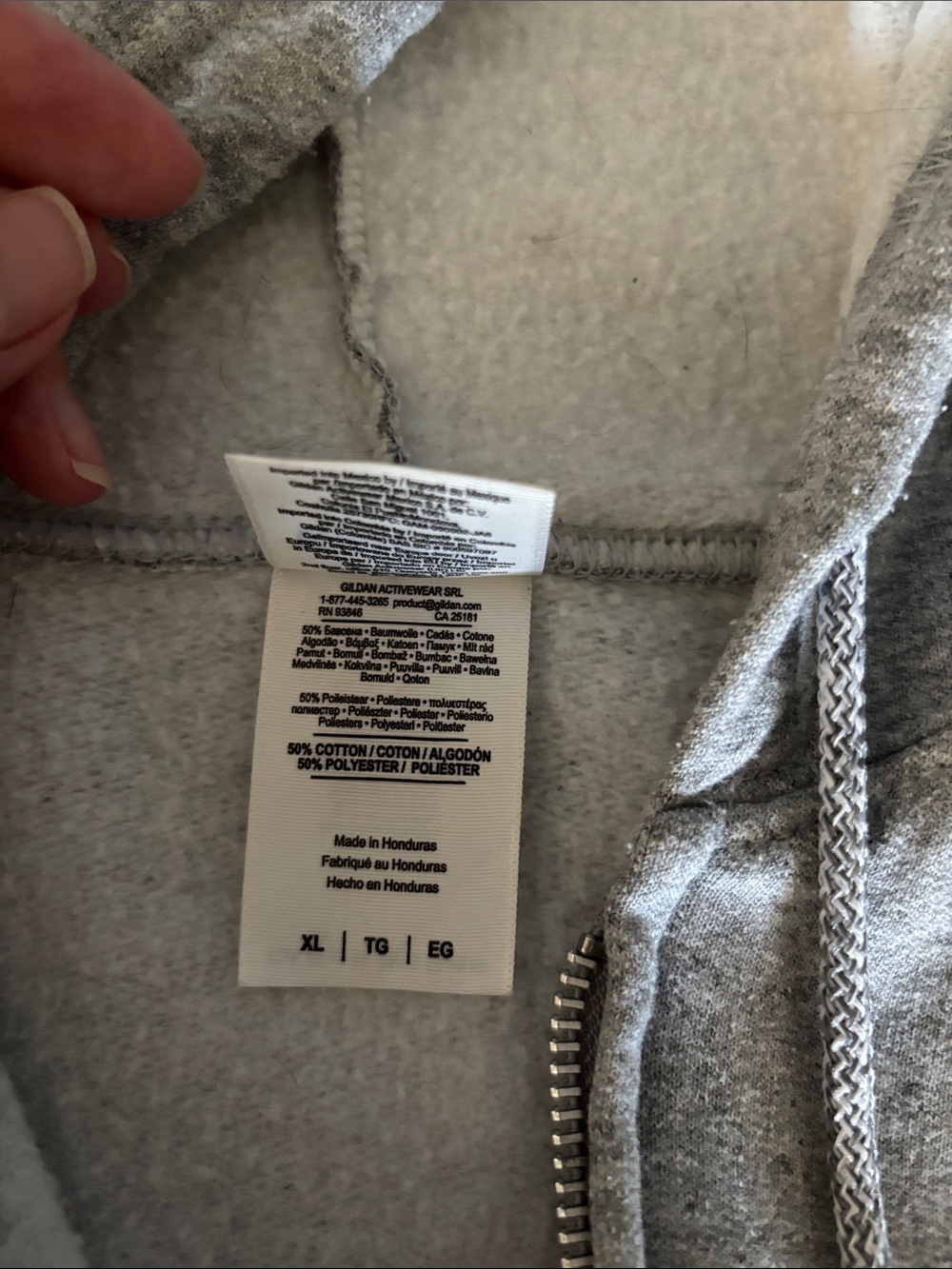 Gildan Light Gray Heavy Blend Full-Zip Hoodie mens XL - Picture 4 of 10